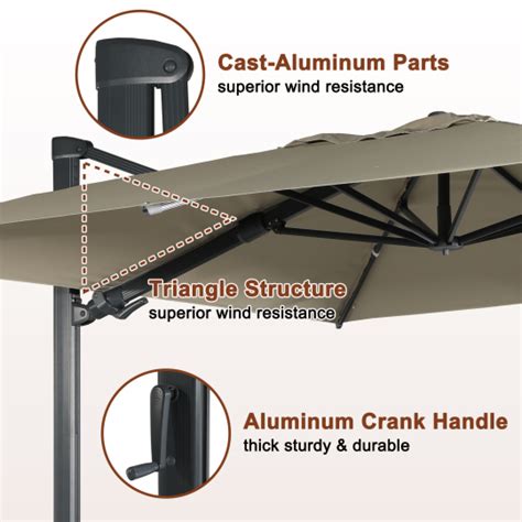 10ft Solar-Powered Cantilever Outdoor Patio Umbrella