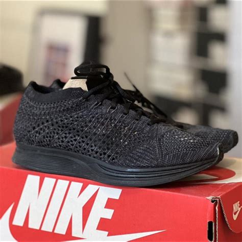 Nike Flyknit Racer Triple Black. Size 5.5 women’s... - Depop