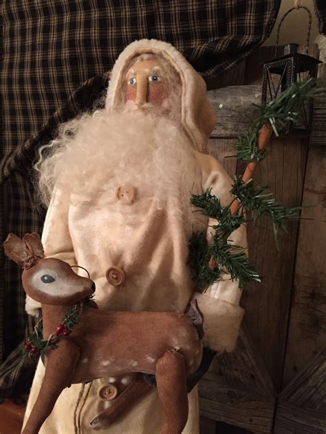 Cozy Creek Vintage Primitives Handmade Primitive Standing Santa Claus