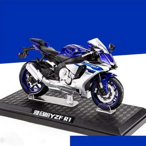 Azul Moto De Colección Yamaha Yzf R1 Escala 1 12 Cuotas sin interés