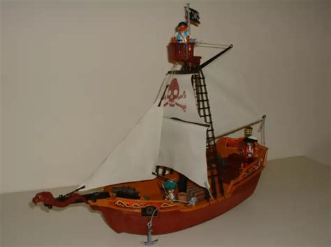 PLAYMOBIL PIRATE SHIP Red Serpent Galleon Firing Cannons Treasure