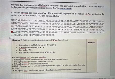 Solved Fructose 1,6-bisphosphatase (FBPase) is an enzyme | Chegg.com