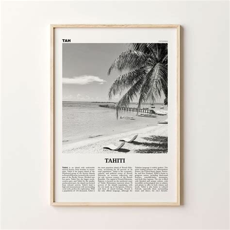 Tahiti Print Black And White Tahiti Wall Art Tahiti Poster Etsy