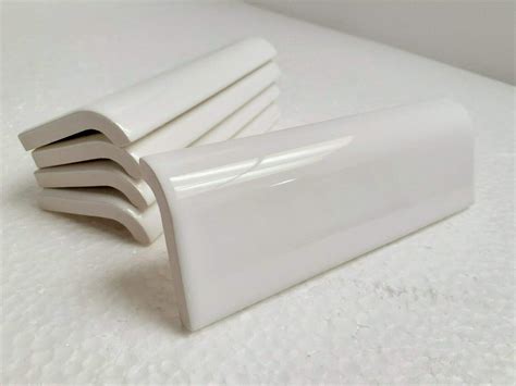 Bright White Arctic 2x6 In Ceramic Tile Mud Cap Bullnose Trim Edge 2 X 6 Inch Mudcap