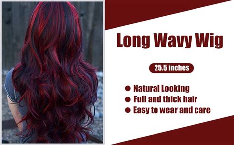 Sallcks Brown Red Wig For Women Long Curly Wavy Wig With Highlights