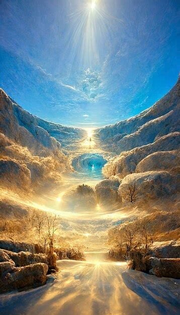 Premium Ai Image The Sun Shines Brightly Over A Snowy Landscape