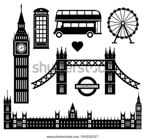 London Icon Set Collection Vector Stock Vector Royalty Free 594220517