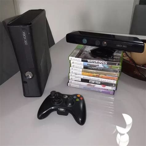 Xbox Slim Gb Controle Sensor Kinect Jogos Escorrega O