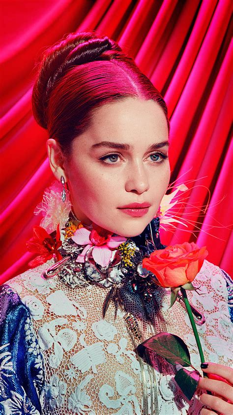 Emilia Clarke Actress Celebrity Women Colorful Rose Looking Away