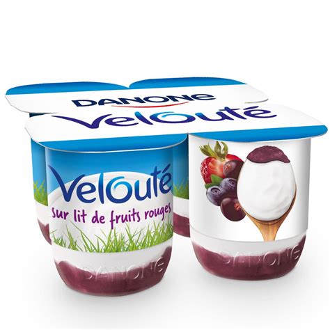 Danone Velouté Yaourt Brassé Sur Lit De Fruits Rouges 4x125g Pas Cher