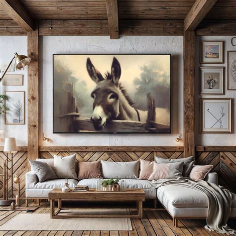 Donkey Vintage Impasto Oil Painting Style Digital Wallpaper Phone Frame