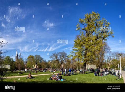 People relaxing at a picnic in Vondelpark in Amsterdam, Netherlands in ...