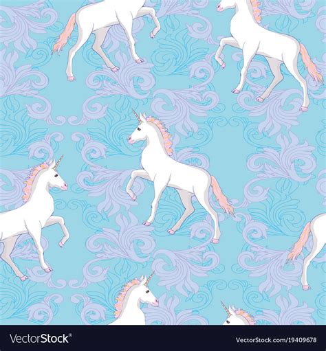 Unicorn And Rainbow Seamless Pattern Isolated Vector Image