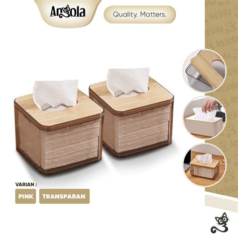 Jual ANGOLA Kotak Tisu Bambu D43 Tissue Box Nordic Style Kotak Tisu