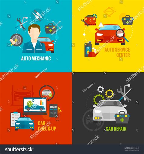 Auto Mechanic Design Concept Set Car Stock Vector Royalty Free