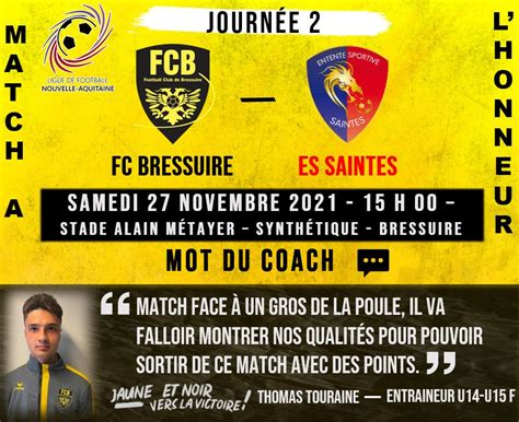 Football Club de Bressuire les matches à lhonneur du week end