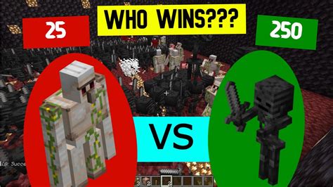 250 Wither SkeletonsVS 25 Iron Golems Who Will Win Video 14