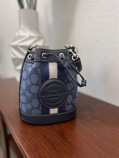 US Readystock COACH Mini Dempsey Bucket Bag In Signature Jacquard