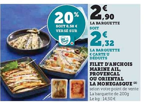 Promo Filet D Anchois Marine Ail Proven Al Ou Oriental La Monegasque