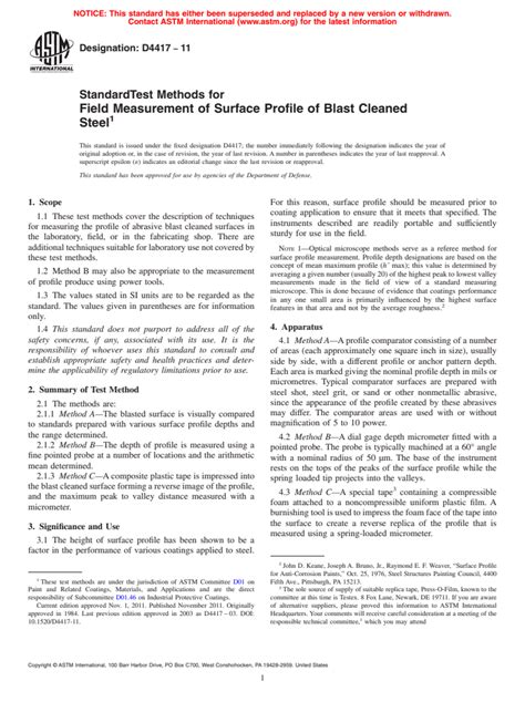 Astm D Standard Test Methods For Field Measurement Of Surface