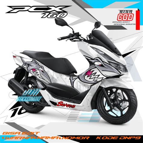 Jual Decal Sticker PCX 160 Motif Sharks Simple Variasi Full Body Motor