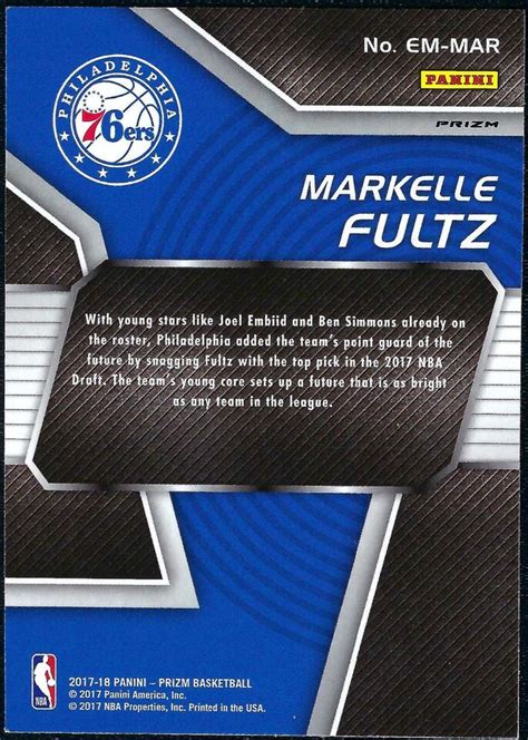 Panini Prizm Markelle Fultz Fast Break Silver Disco Prizm Rc Ebay