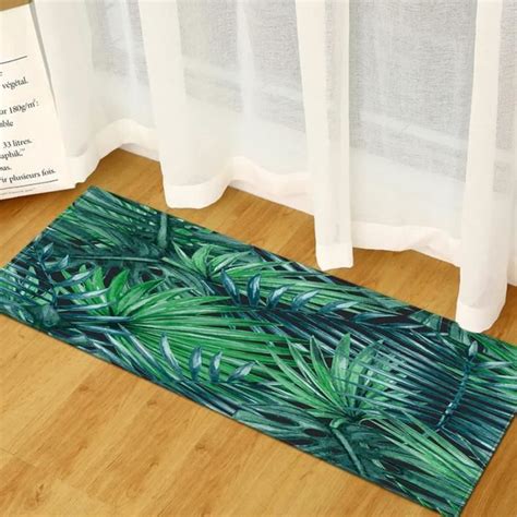 Tapis En Feuille De Palmier 3D 200X90Cm Plantes Tropicales Vertes Tapis