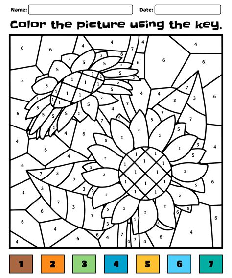 Flower Color By Number 10 Free Pdf Printables Printablee