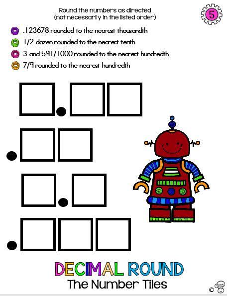 Decimal Round The Number Tiles Marcy Cook Math