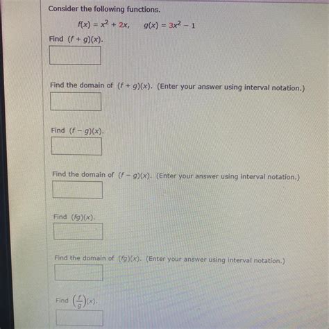 Consider The Following Functions F X X 2 2x G X 3x 2 1