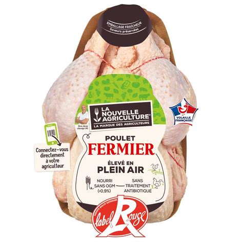 Poulet Fermier Blanc Label Rouge La Nouvelle Agriculture 1 4 Kg