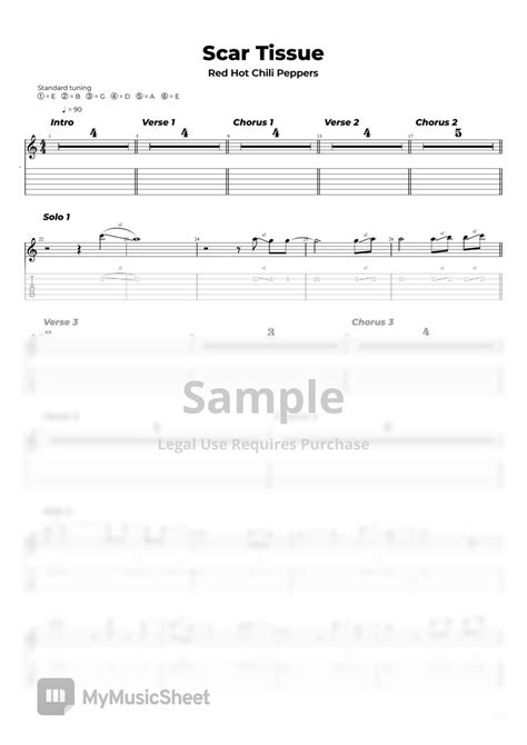 Red Hot Chili Peppers Scar Tissue Sheets By Nikola Gugoski