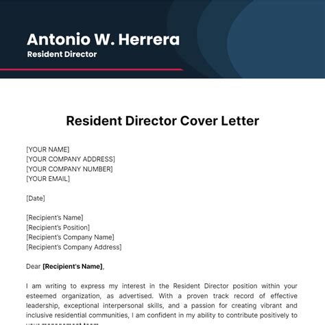 Free Resident Director Cover Letter Template Edit Online And Download