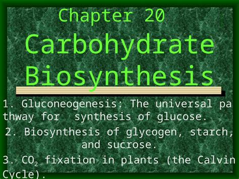 Ppt Chapter Carbohydrate Biosynthesis Dokumen Tips