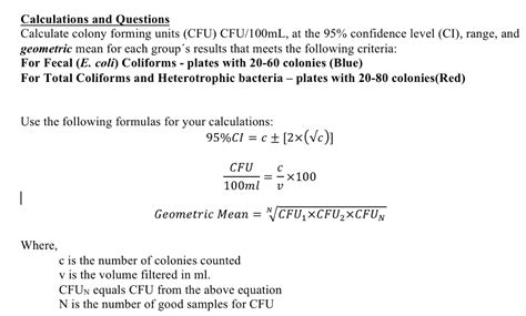 Calculations And Questions Calculate Colony Forming