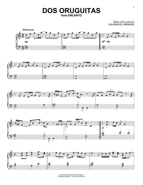 Lin Manuel Miranda Dos Oruguitas From Encanto Sheet Music