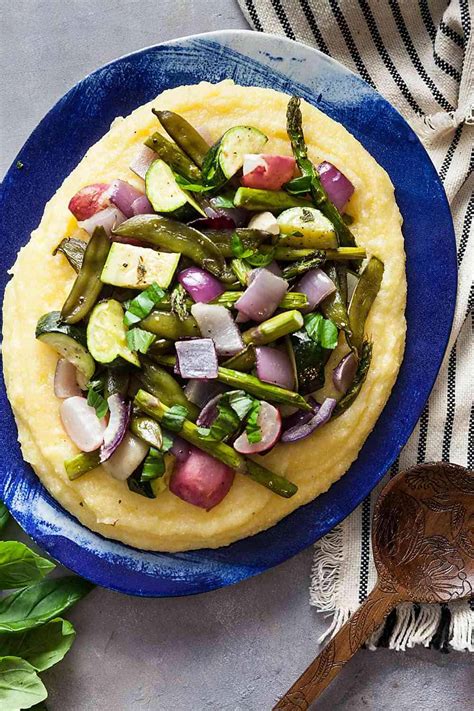 Roasted Spring Vegetables Over Polenta Healthy Delicious