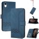 For Iphone Xr Cubic Skin Feel Flip Leather Phone Case Blue