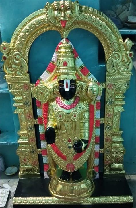 Golden Painted Tirupati Balaji Black Marble Statue Size 4 5 Feet For