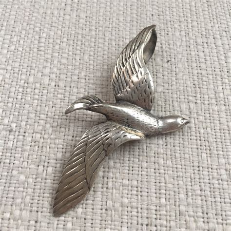 Vintage Danecraft Large Bird Sterling Silver Brooch P Gem