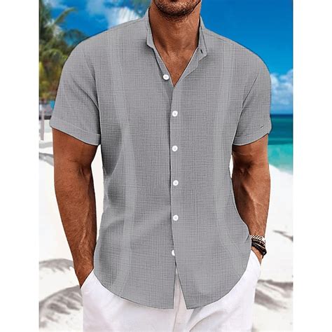 Herren Hemd Guayabera Hemd Leinenhemd Knopfhemd Sommerhemd Strandhemd