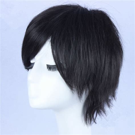 Zandf Shot Black Anime Cosplay Wig Men Wigs Straight Synthetic Nature Hair Cheap Costume Wig