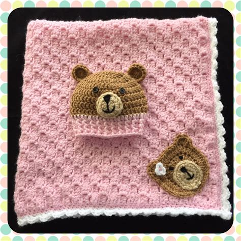 Crochet Bear Blanket Crochet baby blanket by KnotYourGrannySqShop