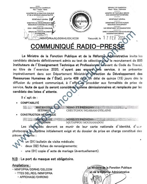 Communiqué radio presse à lattention des candidats déclarés