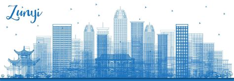 Outline Zunyi China City Skyline With Blue Buildings 17648615 Vector