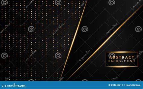 Modern Dark Background Shine Gold Line Overlap Layers With Paper Effect