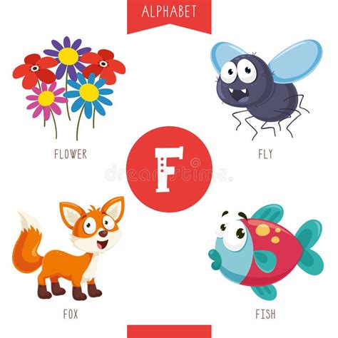 Vector Illustration Of Alphabet Letter F And Pictures Stock Vector