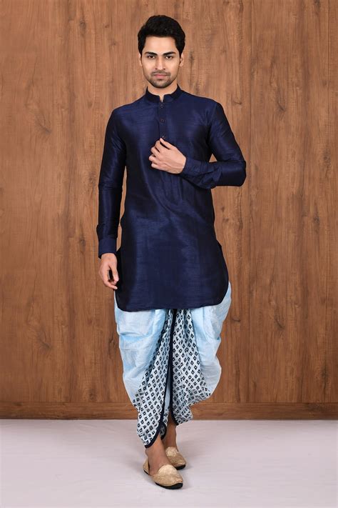 Buy Aryavir Malhotra Blue Dupion Silk Kurta With Dhoti Pant Online Aza Fashions