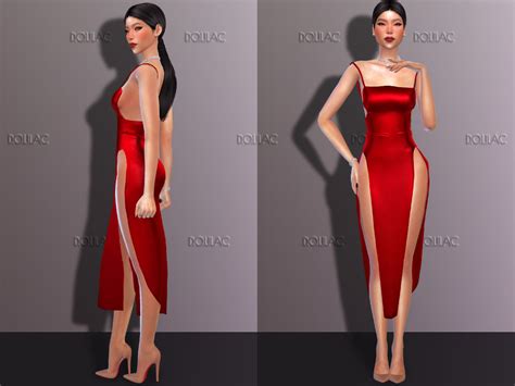 The Sims Resource Satin Slit Dress Do207