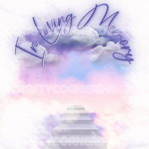 In Loving Memory Background With Wings Clouds Stairs Doves Cross Etsy